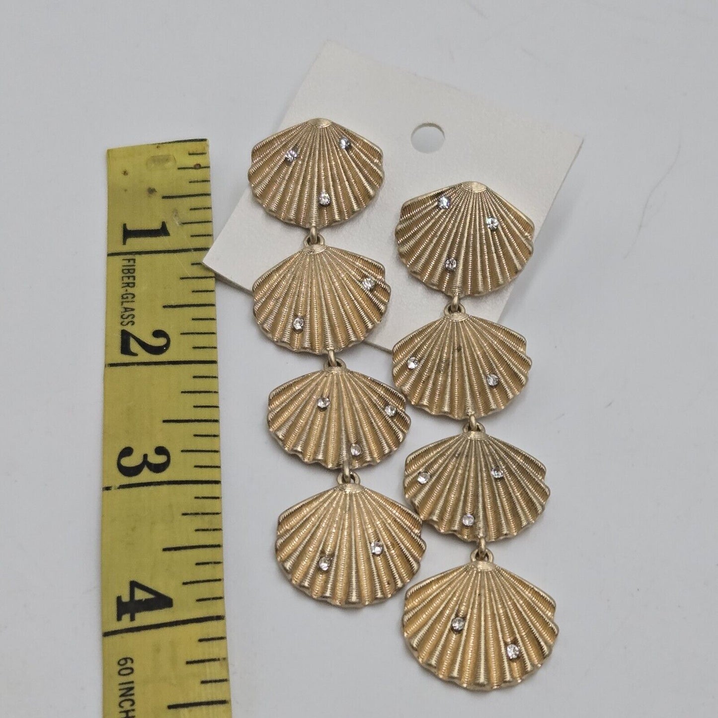 Madewell Seashell Long Drop Dangle Earrings Gold Plated Brass Beachy Vacation