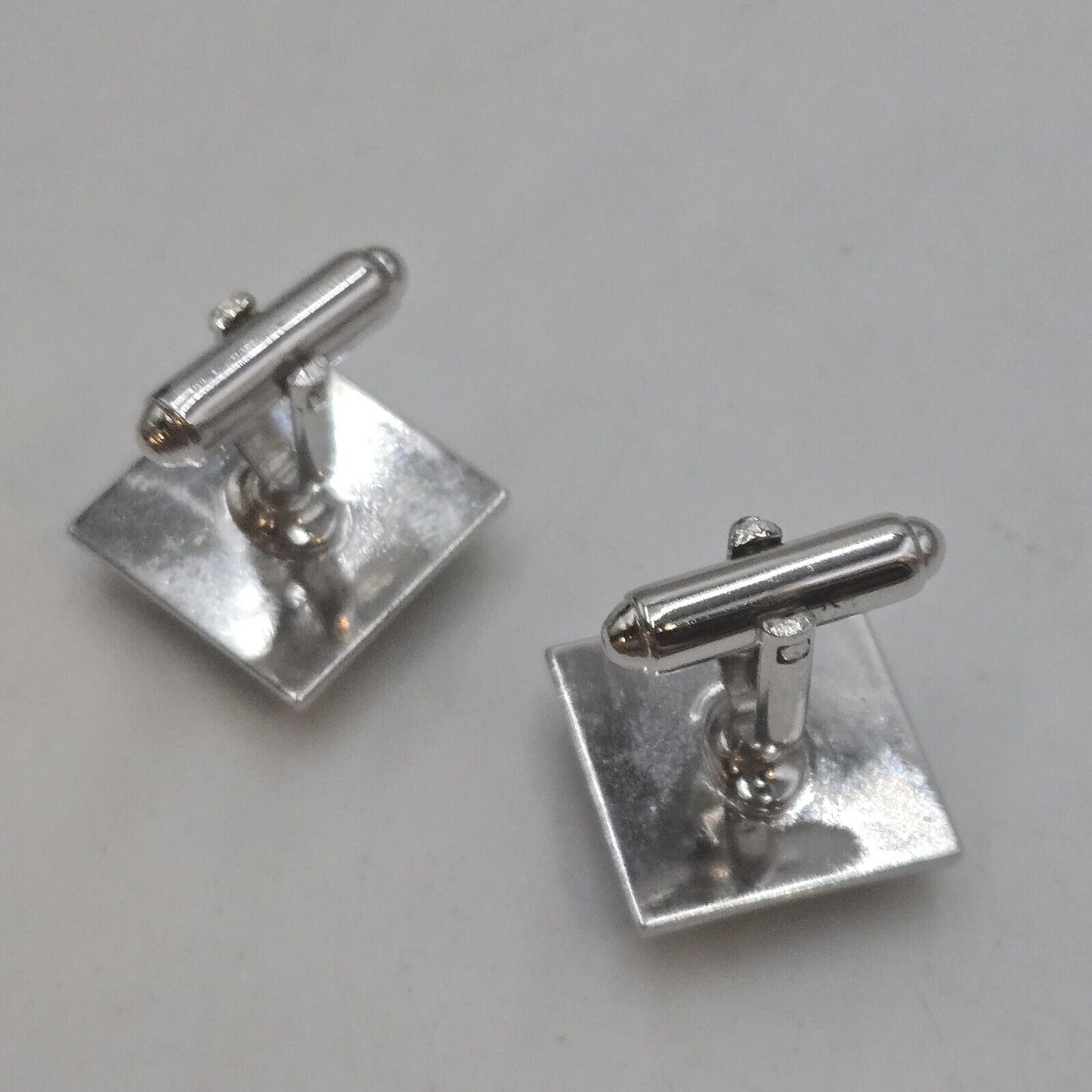 Vintage Silver Tone Abalone Mother of Pearl Square Mens Cufflinks Formal Wedding