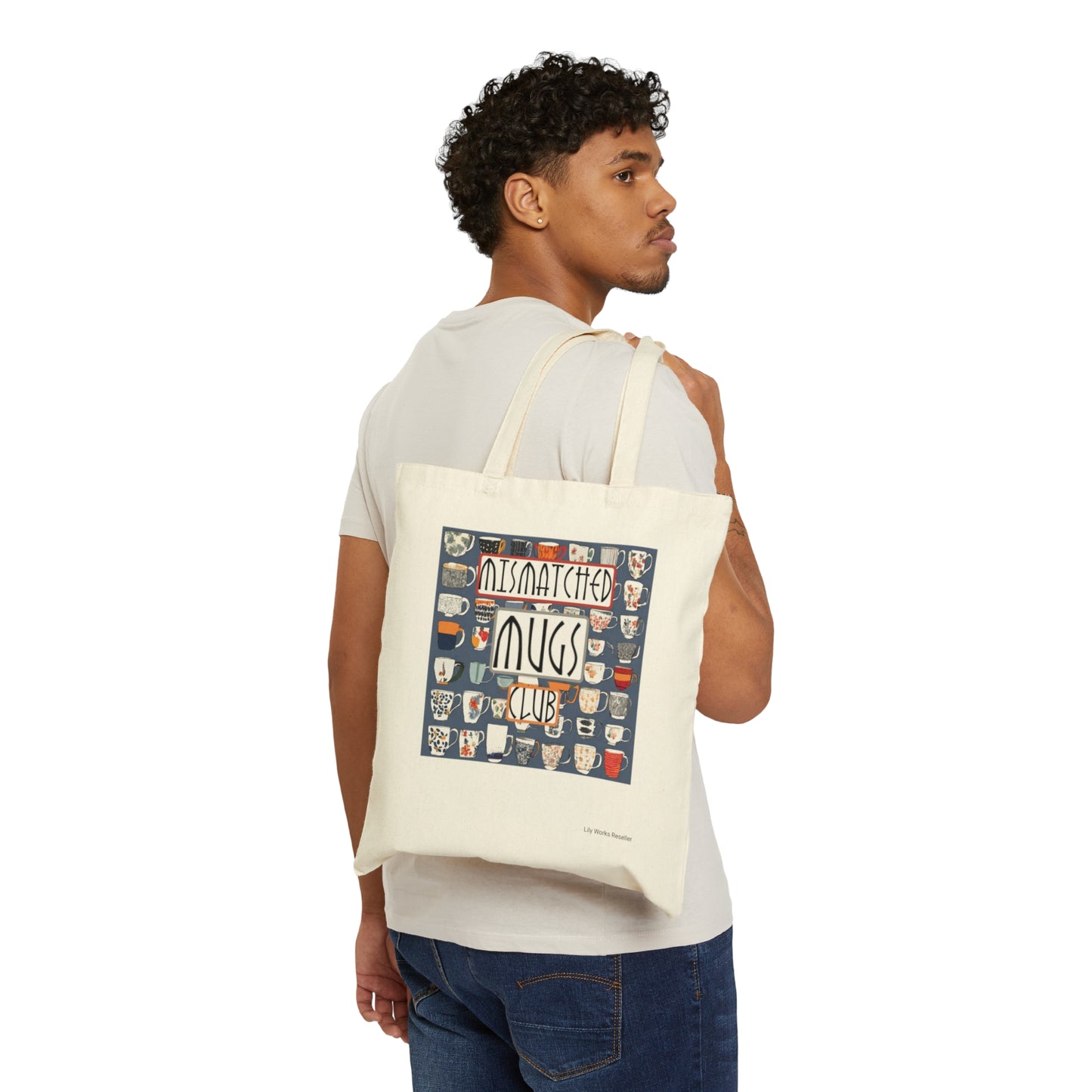 Mismatched Mugs Club Hoarder Thrifting Maximalism Cotton Canvas Tote Bag Gift Coffee Lover