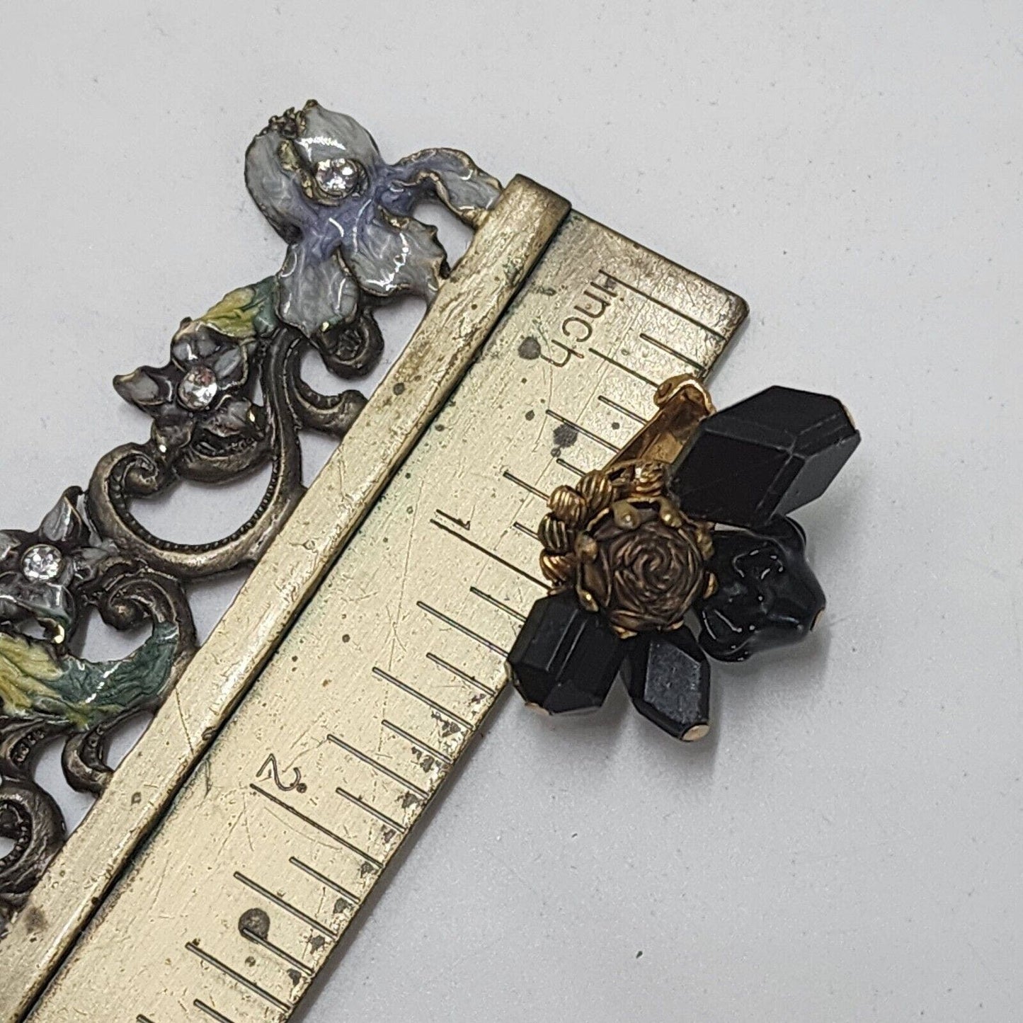 Vintage HATTIE CARNEGIE Black French Jet Glass Faceted Beads Cluster Earrings