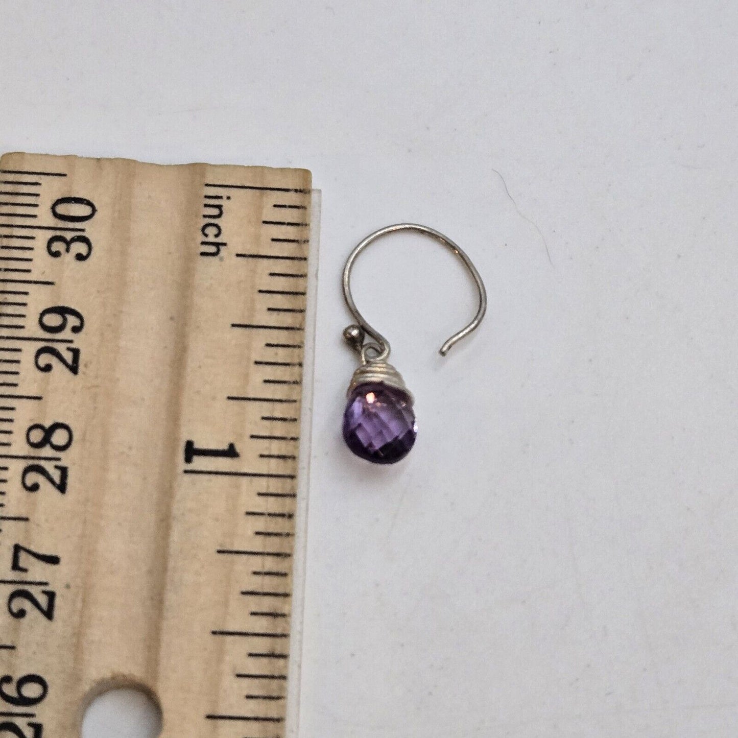 Purple Faceted Amethyst Earrings 925 Sterling Silver Hoop Dangle Handmade