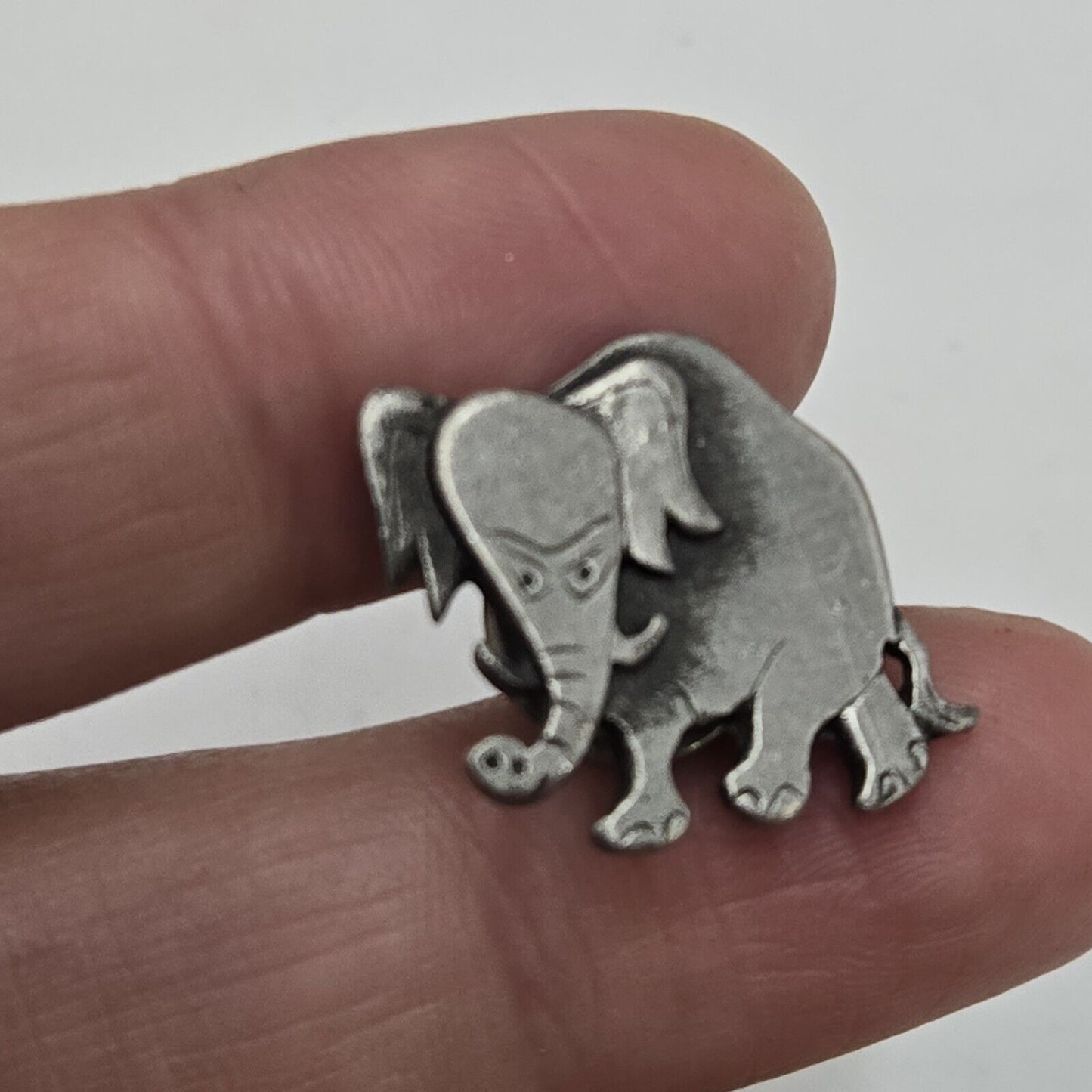 Vintage Signed Metzke Pewter Elephant Brooch / Pin Funny Angry Zoo Mid Century