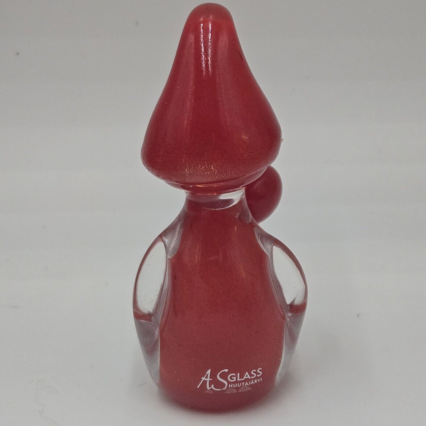 AS Glass Nuutajarvi Hand Blown Gnome Figurine Red Paperweight Finnish Finland