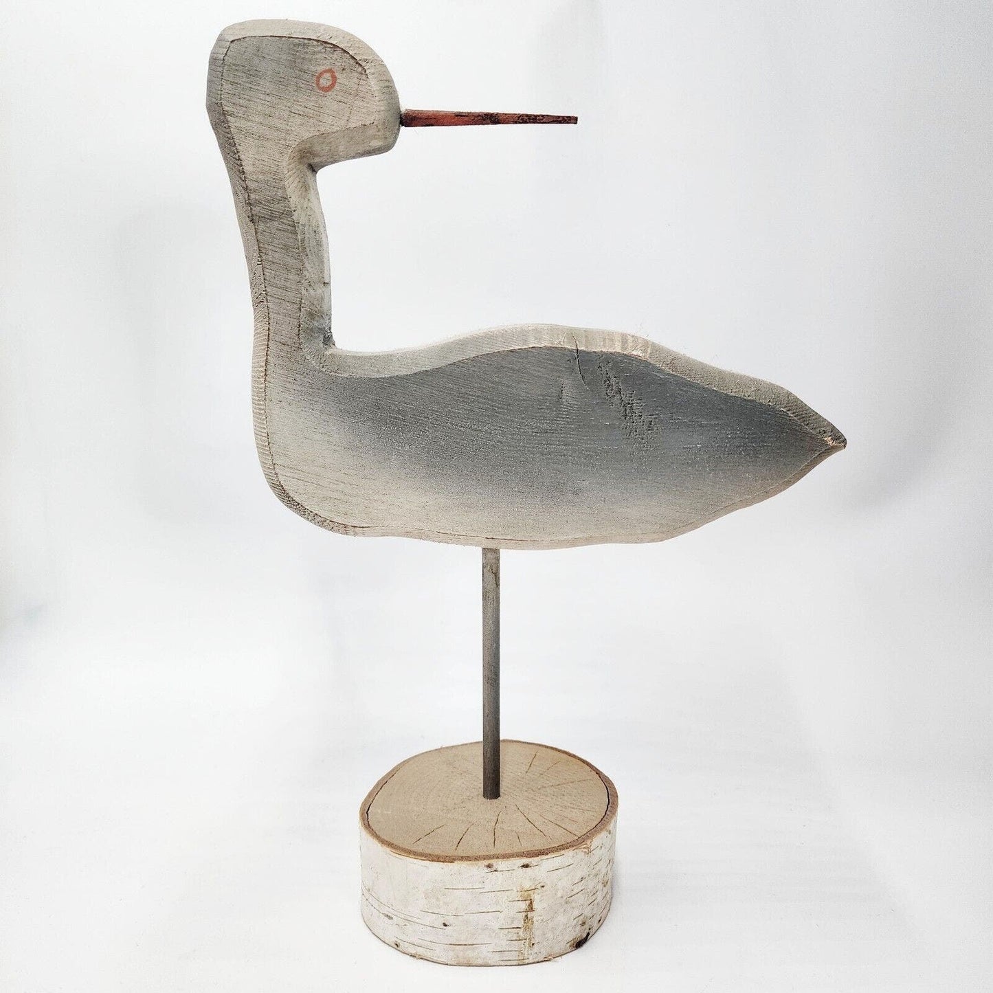 Vintage Artist Signed Hand Carved Curlew Seagull Decoy Primitive Rustic Beach