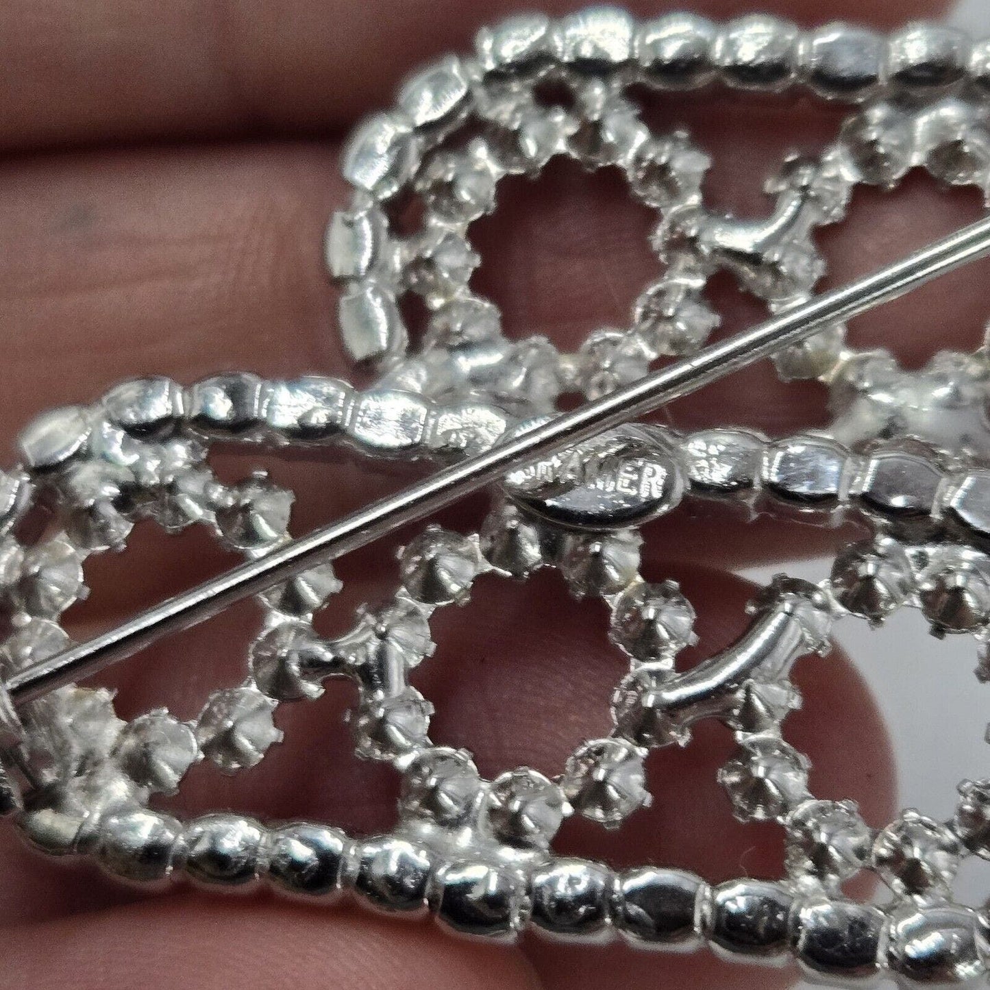 Vintage Unique Kramer New York Clear Crystal Rhinestone Brooch Pin Art Deco