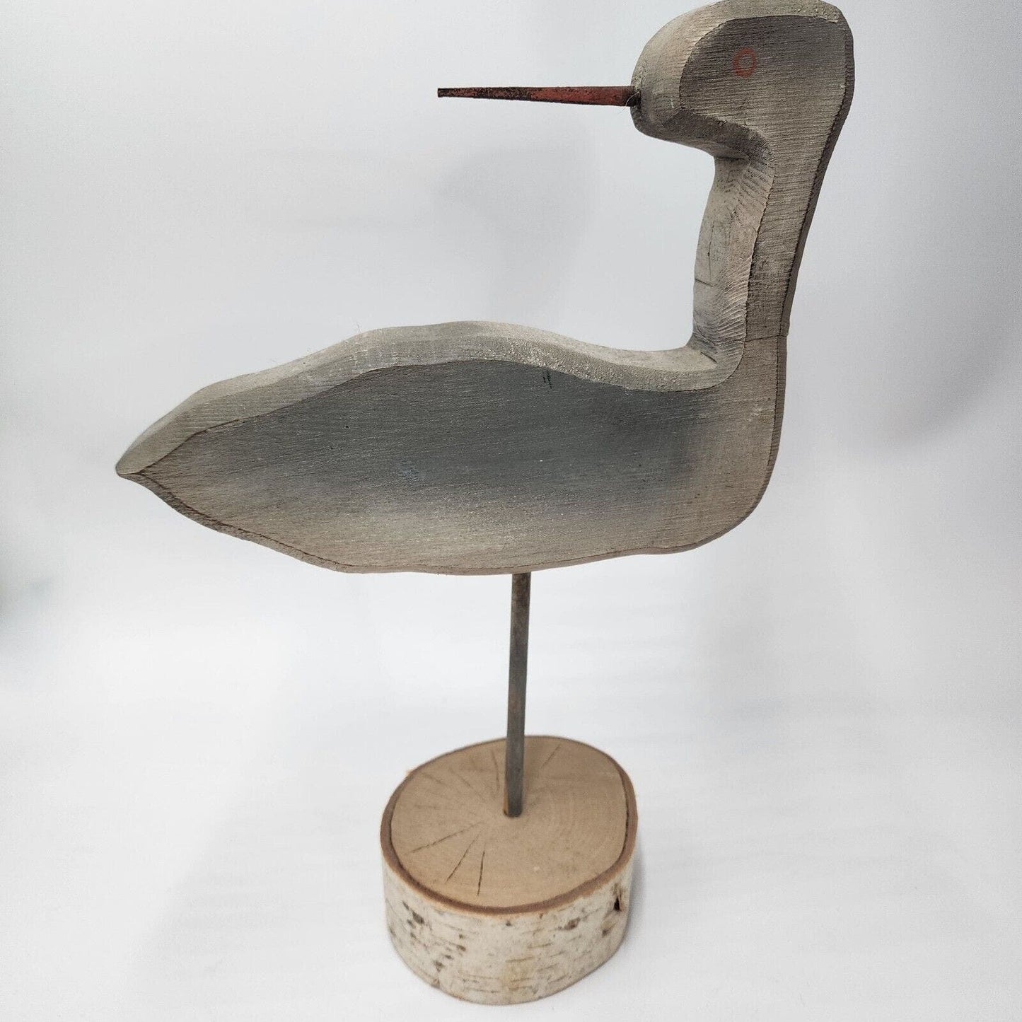 Vintage Artist Signed Hand Carved Curlew Seagull Decoy Primitive Rustic Beach