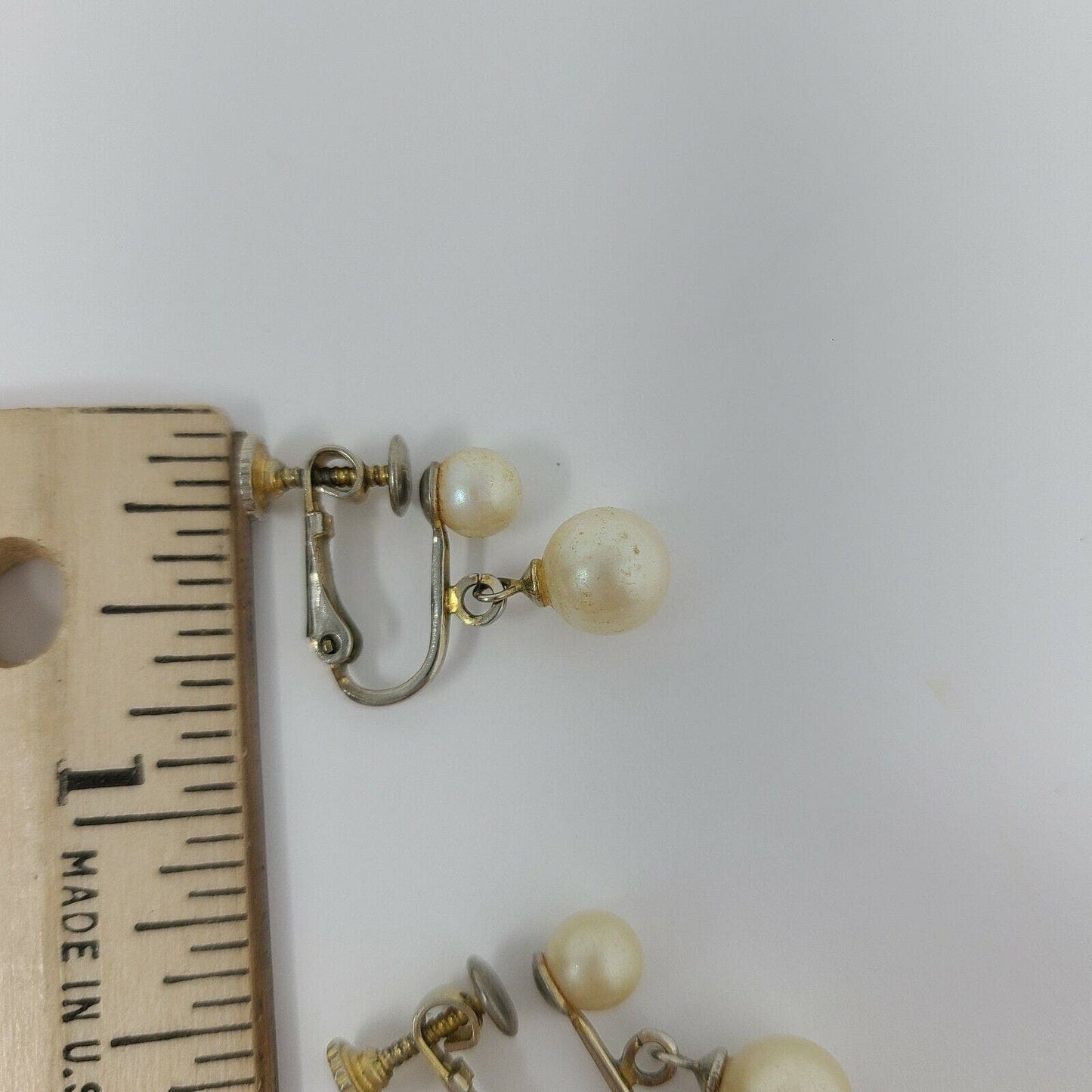 Vintage Marvella Double Faux Pearl Clip-on Earrings Signed