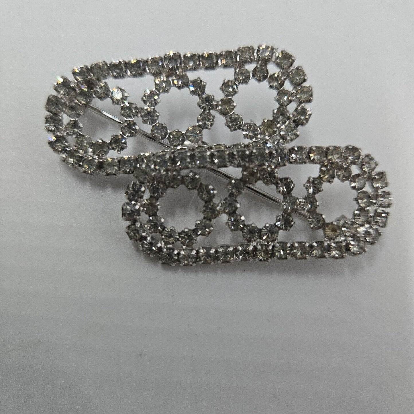 Vintage Unique Kramer New York Clear Crystal Rhinestone Brooch Pin Art Deco