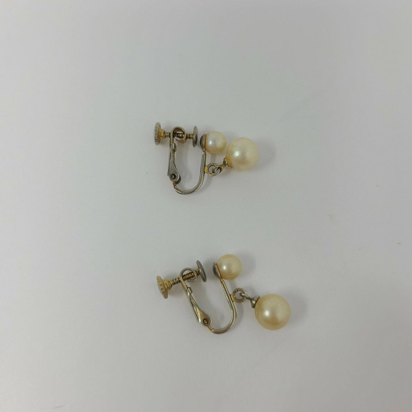 Vintage Marvella Double Faux Pearl Clip-on Earrings Signed