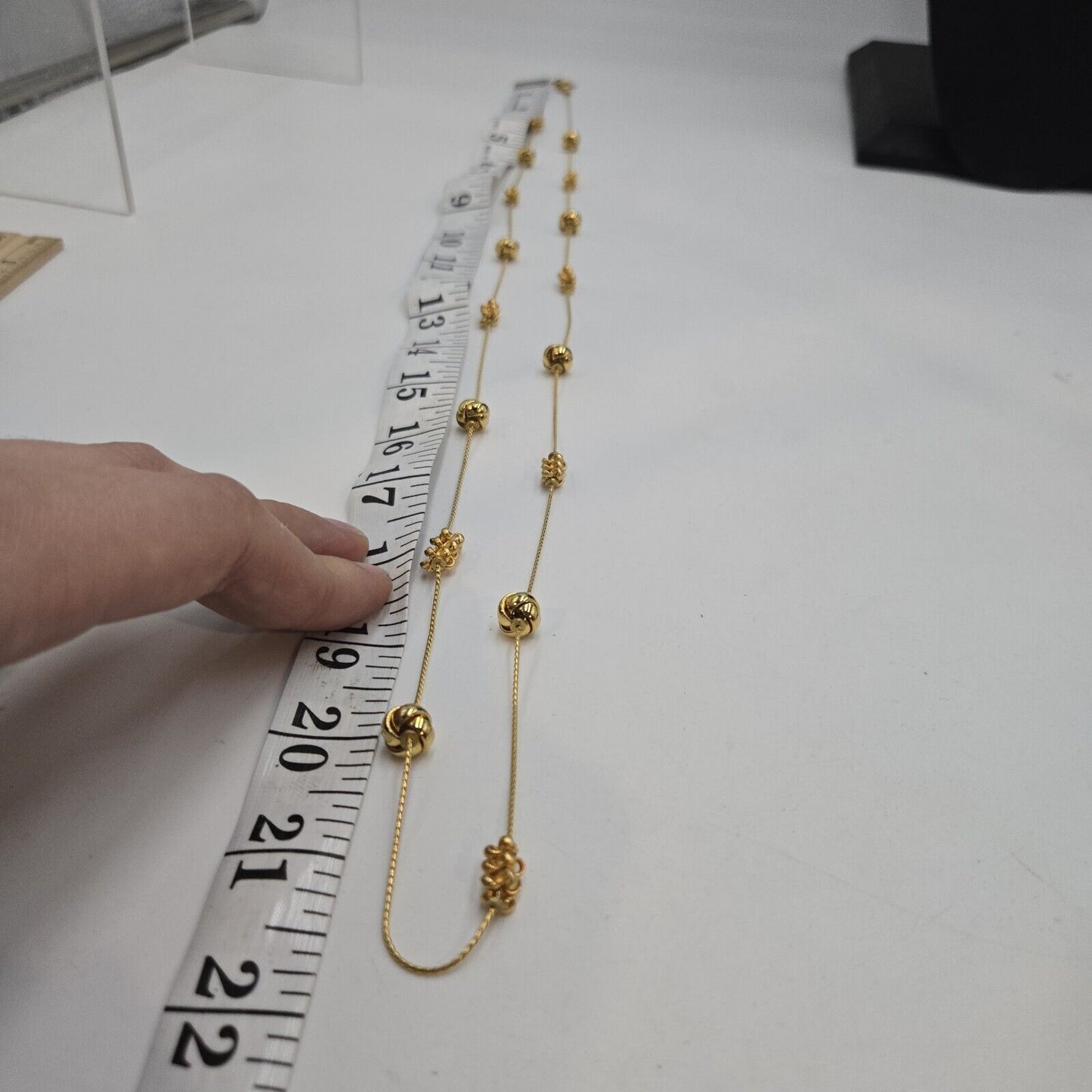 Vintage Anne Klein Mate Gold Plated Knotted Stations Necklace 44" Long Classic