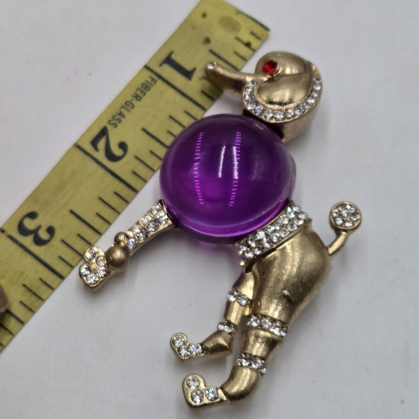 Large Vintage Inspired Purple Lucite Cabochone Belly Poodle Dog Fancy Brooch Pin