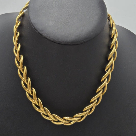 Vintage Napier Gold Tone Wheat Style 1/2" Wide Link Chain Chic Classic Shiney