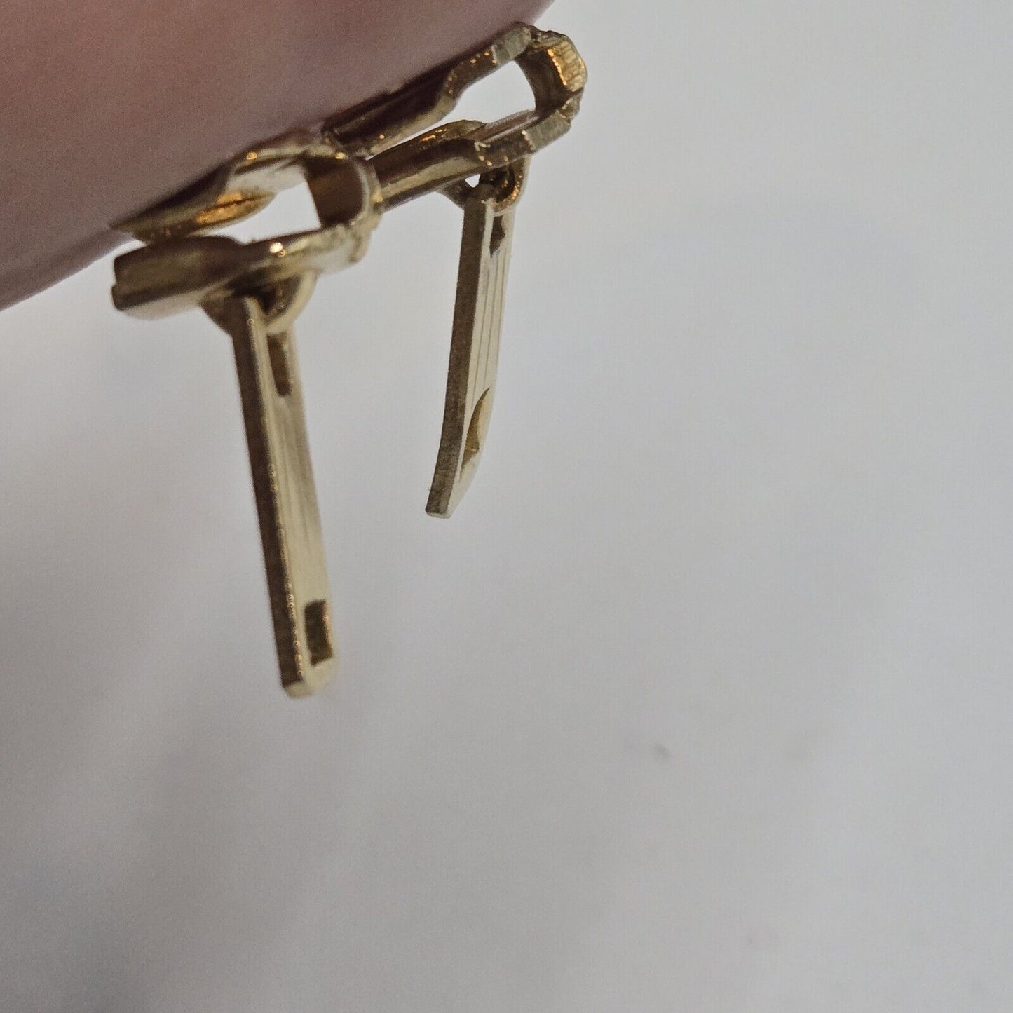 Vintage Gold Tone Zipper Pull Unique Stud Pierced Earrings Punk