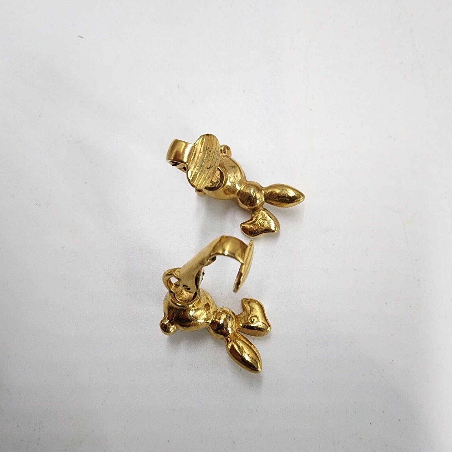 Vintage AVON Easter Bunny Rabbit Clip On Crystal Earrings Gold Tone Finish