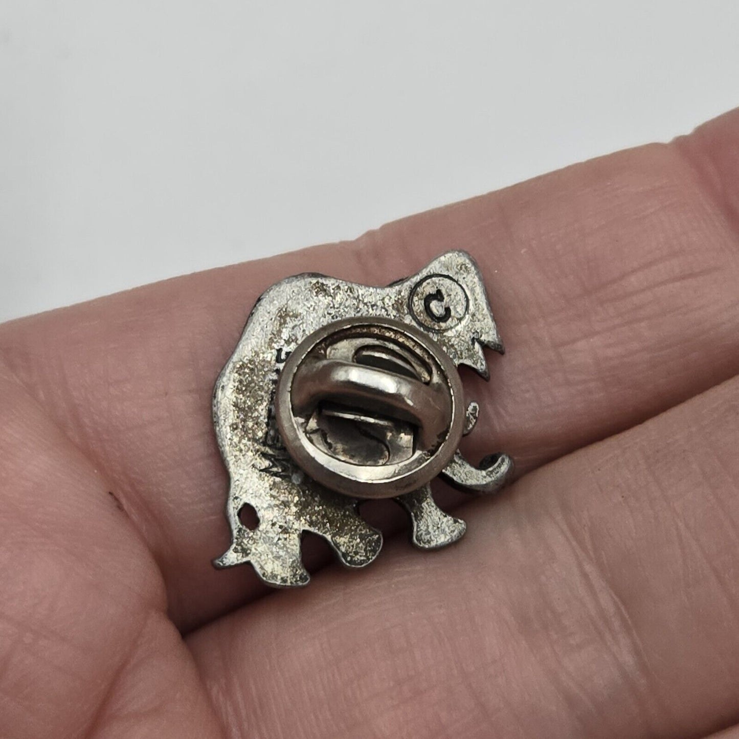 Vintage Signed Metzke Pewter Elephant Brooch / Pin Funny Angry Zoo Mid Century