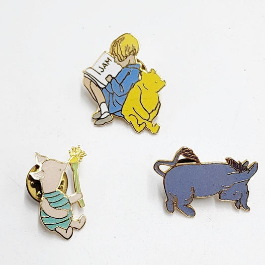 Vintage Winnie The Pooh Christopher Robin Piglet Eeyore Enamel Pin Michel & Co