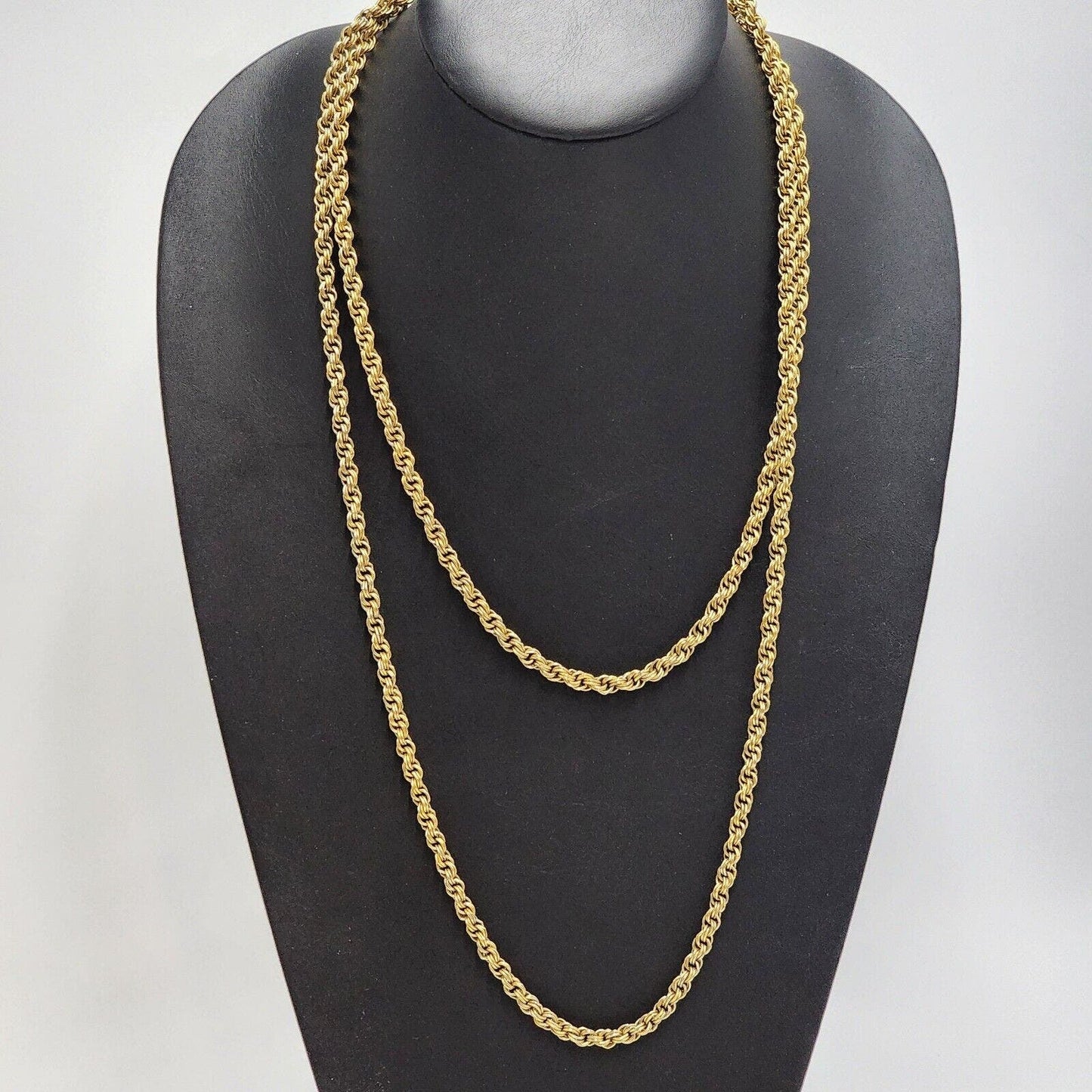 Vintage Crown Trifari Long Cable Rope Chain Necklace Gold Tone Versatile 54 In