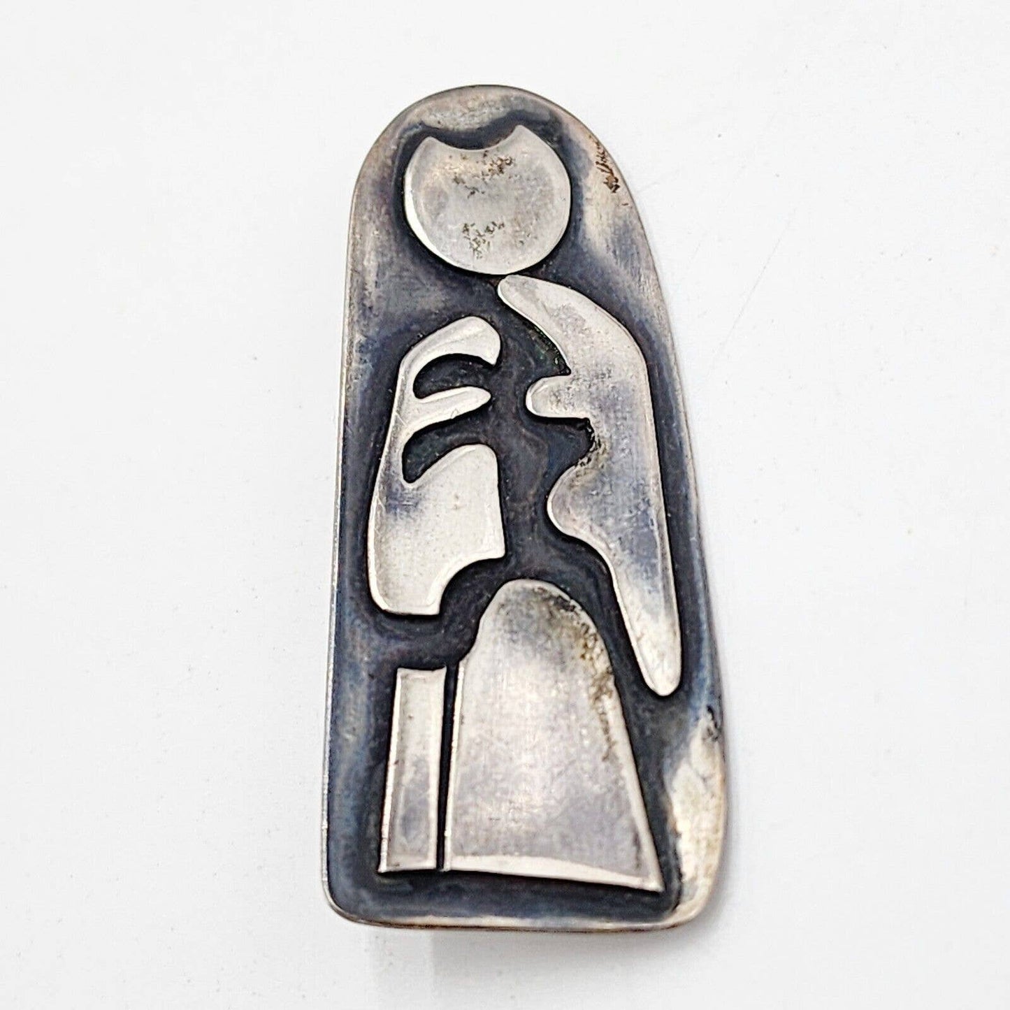 Vintage Sterling Silver 1960's Mexico Taxco Abstract Modernist Signed Brooch Pin