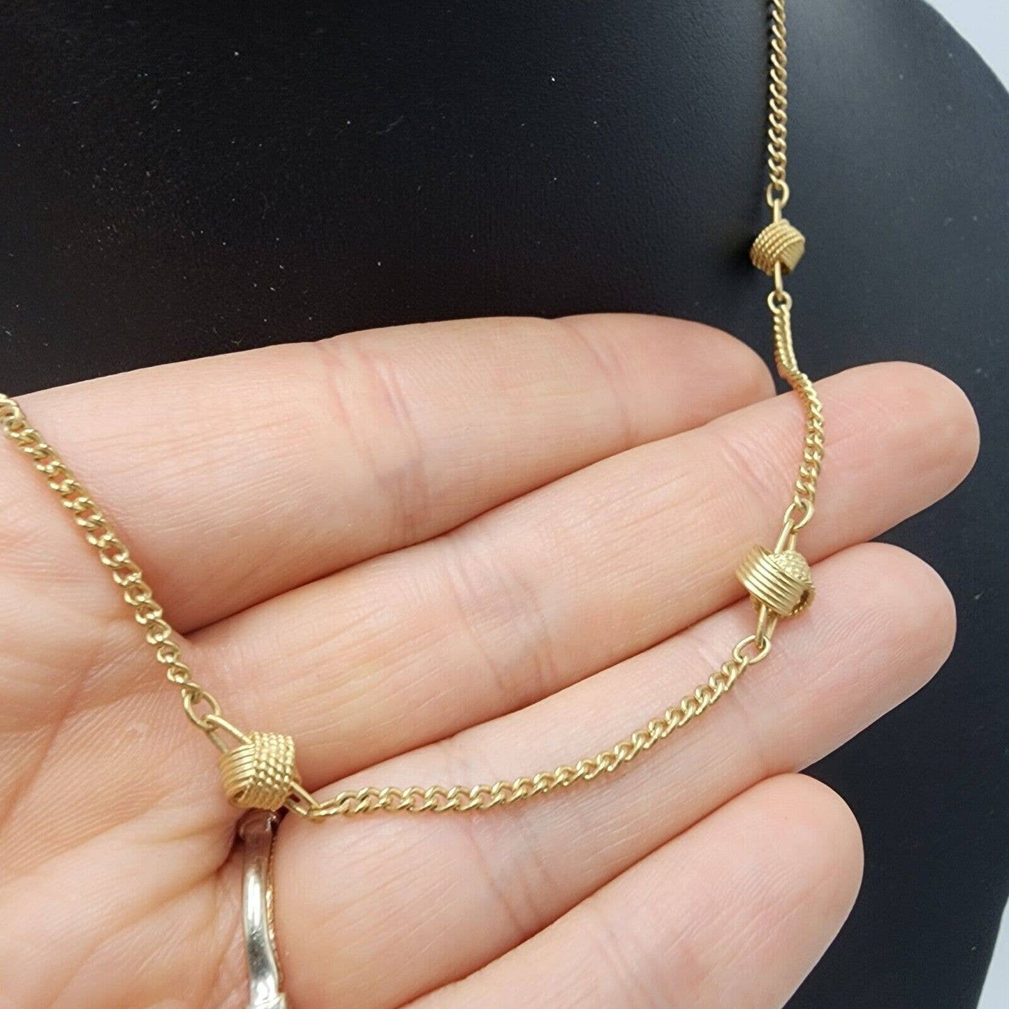 Vintage Avon 1970's Gold Tone Love Knot Station Dainty Thin Necklace 17 Inch