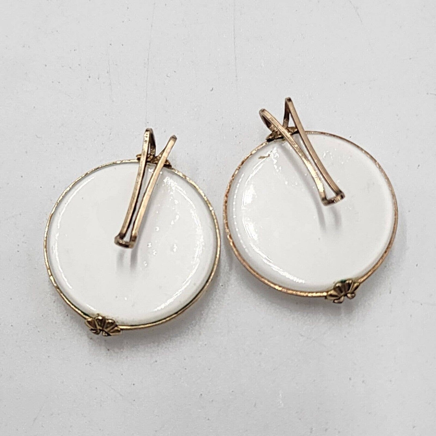 Vintage Hillcraft 1950's 14k Rolled Gold White Moonglow Thermoset Slide Earrings