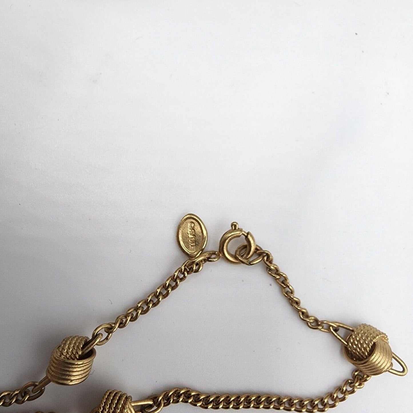 Vintage Avon 1970's Gold Tone Love Knot Station Dainty Thin Necklace 17 Inch