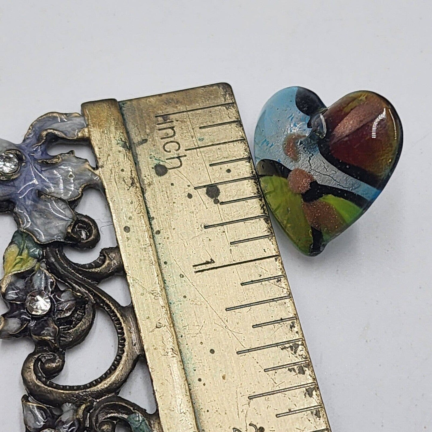 Artisan Hearts Dichroic Glass Post Earrings Adventurine Copper Green Fused Studs